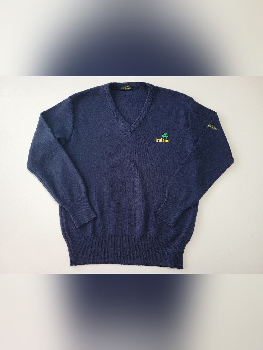 Blarney Castle Knitwear Navy Blue Ireland V-Neck Sweater